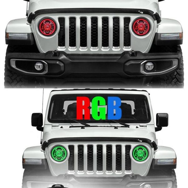 9 tommu litabreyting RGB Led Halo ljós fyrir Jeep Wrangler JL 2018 2019