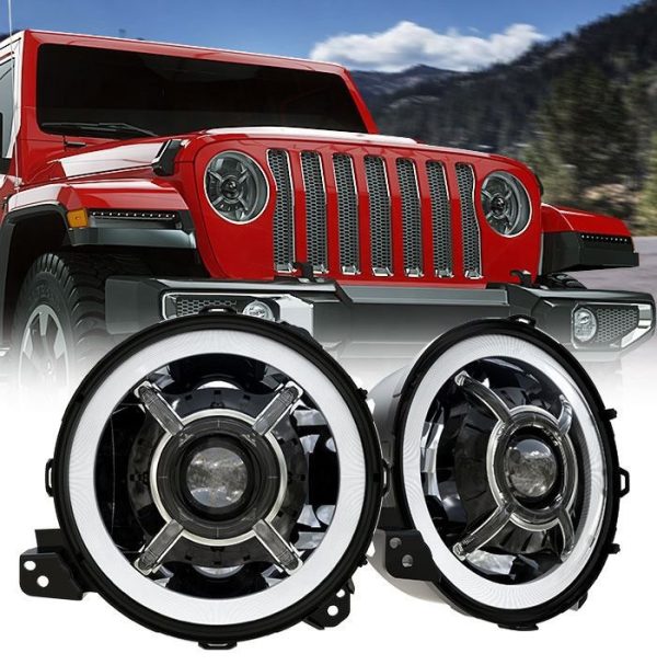 9 tommu Round Halo Led framljós viðskipti Kit fyrir Jeep Wrangler JL