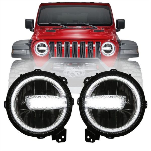 Morsun 9INCH LED framljós Hvítt DRL Fyrir Jeep Wrangler JL Rubicon 2018 2019